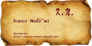 Kuncz Noémi névjegykártya